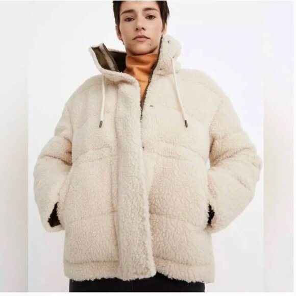 Madewell‎ Sherpa Puffer Jacket Ivory size XS - Picture 1 of 8